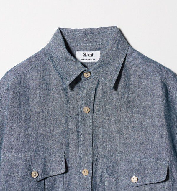 UNITED ARROWS「＜District＞リネン オックスフォード ２ポケット レギュラーカラーシャツ」|カーディガン|