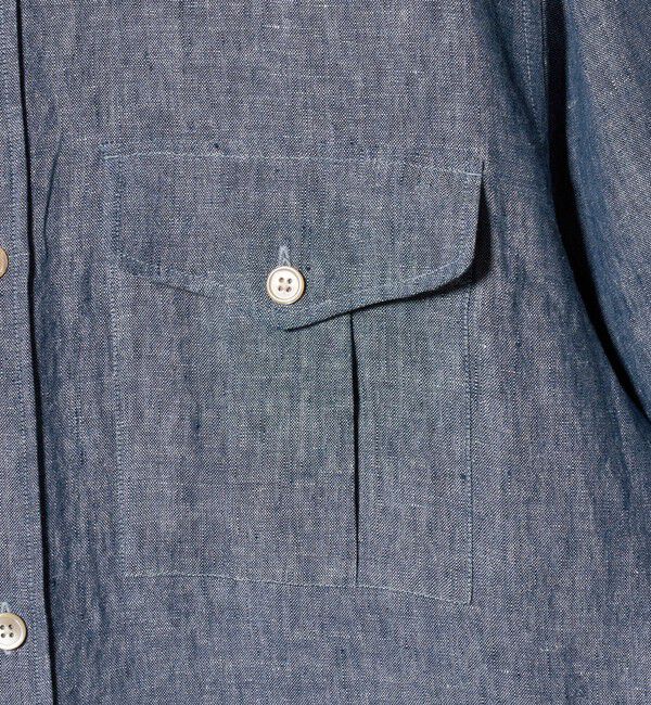 UNITED ARROWS「＜District＞リネン オックスフォード ２ポケット レギュラーカラーシャツ」|カーディガン|