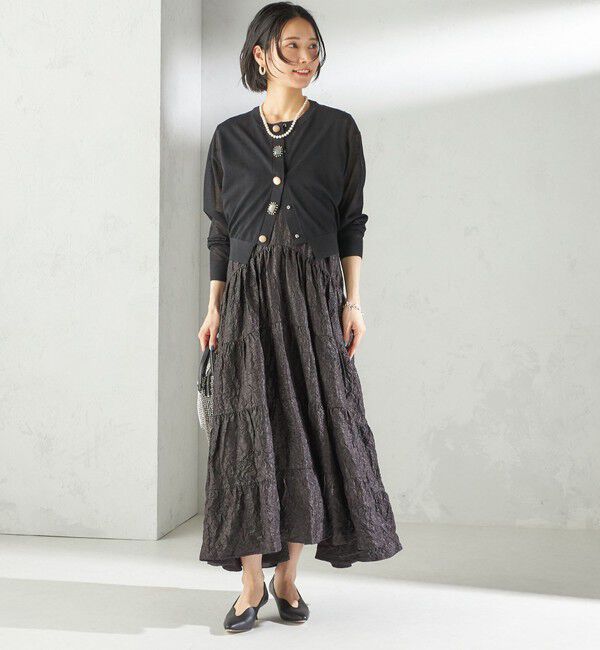 SHIPS for women「TORRAZZO DONNA:〈手洗い可能〉ティアード ノースリーブ ワンピース」|ワンピース|
