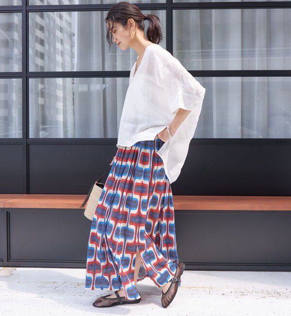 SHIPS for women「【SHIPS別注】UHURU:〈手洗い可能〉シアープリント ギャザー スカート」|スカート|