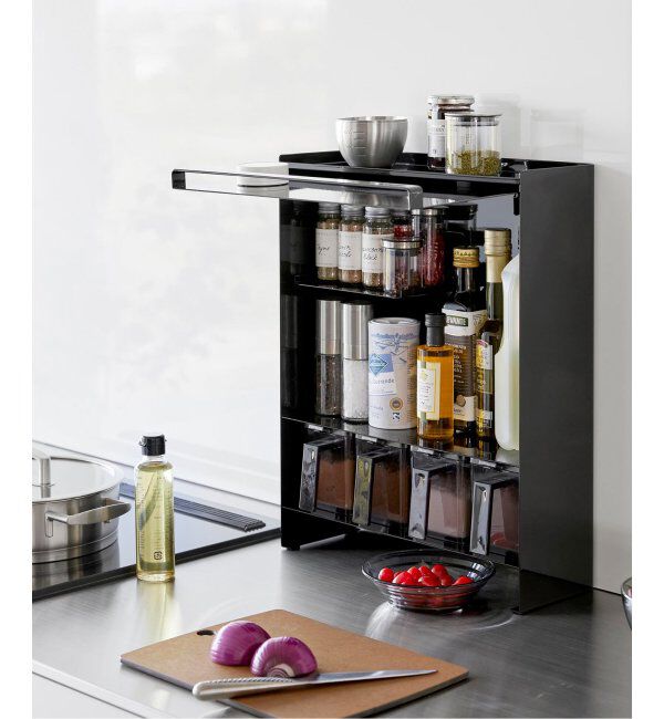 journal standard Furniture「《WEB限定》【tower/タワー】前が開く 隠せる調味料ラック」|食器・キッチングッズ|
