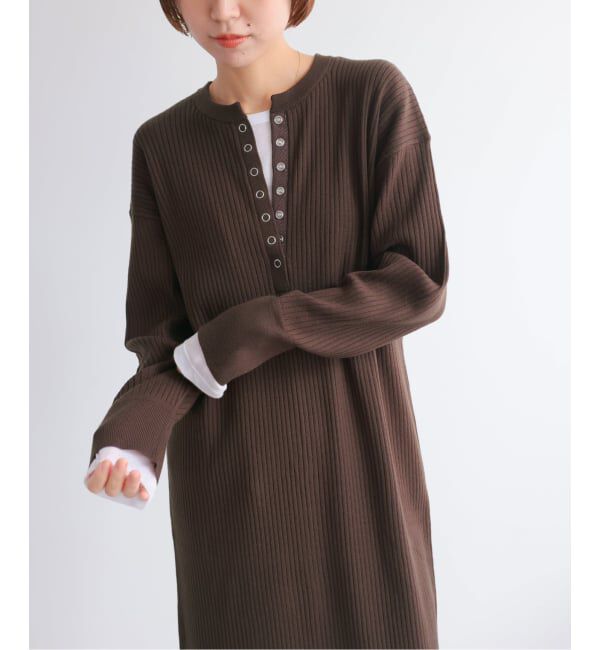 JOURNAL STANDARD relume「【MULTI FUNC+】ヘンリーネックニットワンピース」|ワンピース|ブラウン