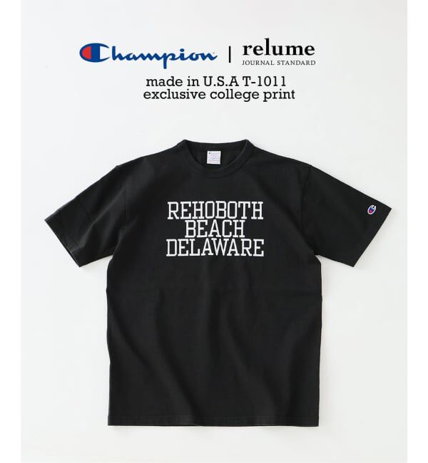 JOURNAL STANDARD relume「CHAMPION / チャンピオン 別注 T1011 カレッジプリント Tシャツ」|Tシャツ・カットソー|ブラック A