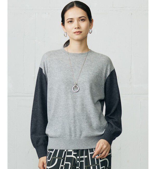 自由区「【カタログ掲載】ファインウールカシミヤクルーネック ニット」|ニット・セーター|グレー系