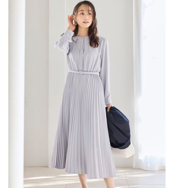 any SiS「【洗える】ノーブルプリーツ ワンピース」|ワンピース|スカイブルー