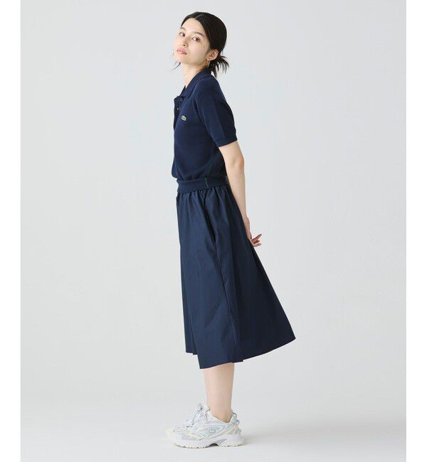 LACOSTE「異素材切り替え コンビネーションマテリアルポロドレス フレア ポロワンピース」|ワンピース|