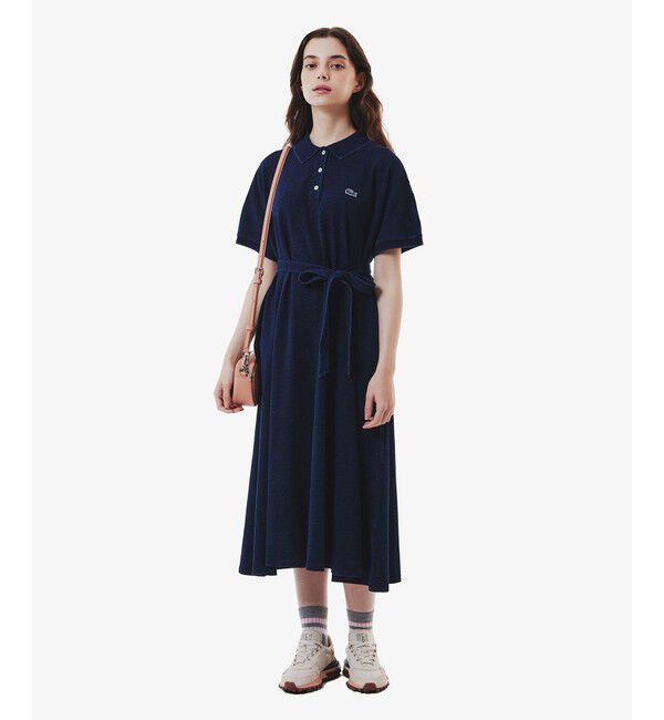 LACOSTE「インディゴ 鹿の子ポロドレス マキシ丈ワンピース フレア Iライン」|ワンピース|