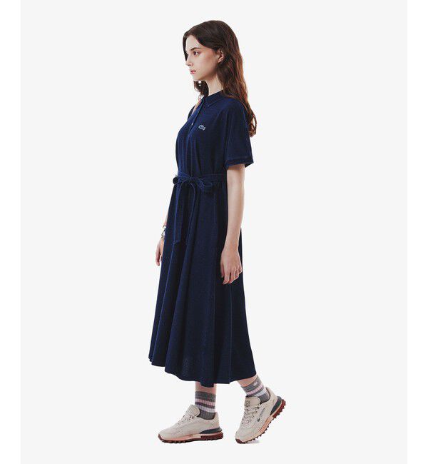 LACOSTE「インディゴ 鹿の子ポロドレス マキシ丈ワンピース フレア Iライン」|ワンピース|