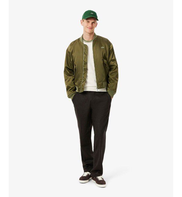 LACOSTE「ボーダーリブプルオーバーニット」|ニット・セーター|