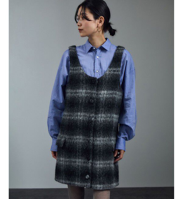 SALON adam et rope'「BALLIシャギーミニジャンパースカート」|ワンピース|グレーサブ(09)