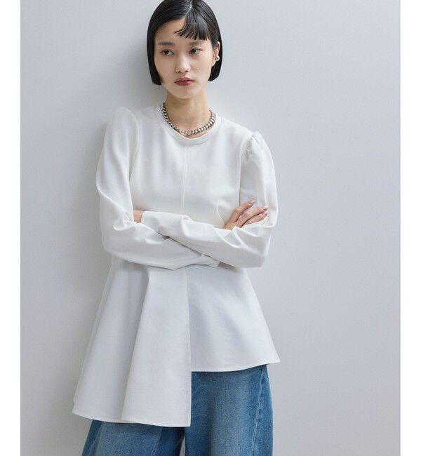 ADAM ET ROPE'「【WEB限定】フリルペプラムロングスリーブカットソー」|Tシャツ・カットソー|ホワイト(10)