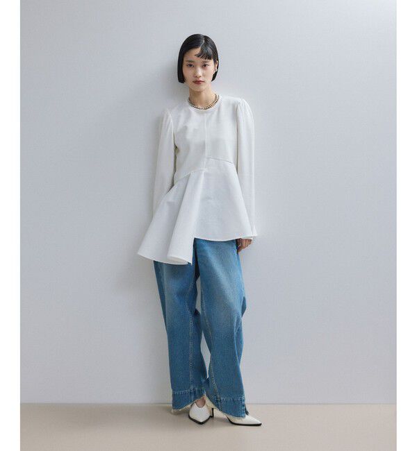 ADAM ET ROPE'「【WEB限定】フリルペプラムロングスリーブカットソー」|Tシャツ・カットソー|