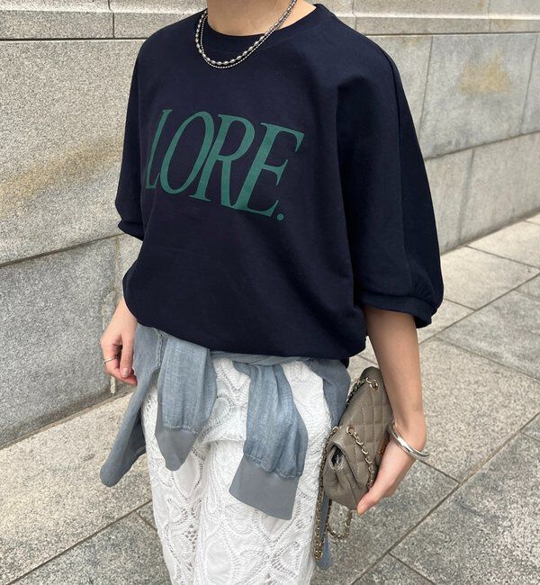  「LOREプリントドルマンプルオーバー」|Tシャツ・カットソー|ネイビー