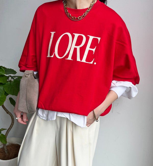  「LOREプリントドルマンプルオーバー」|Tシャツ・カットソー|レッド
