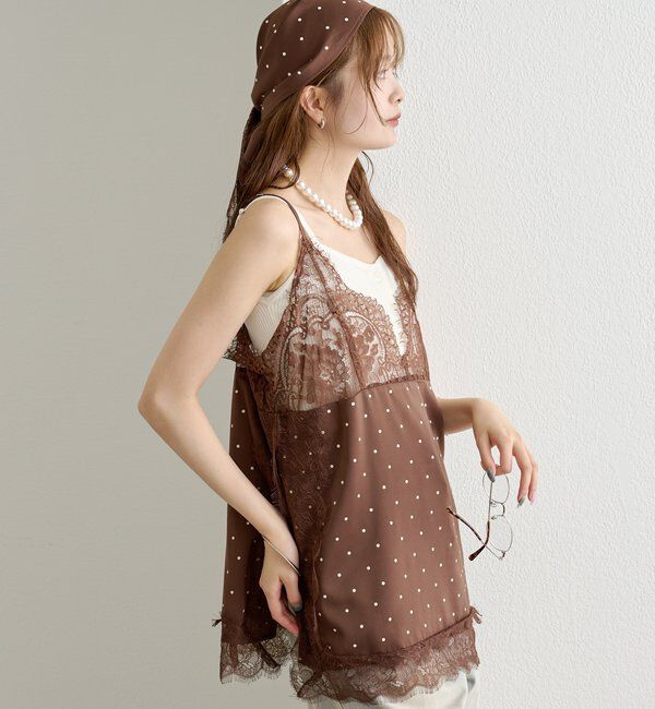  「スリットサテンレースキャミ」|シャツ・ブラウス|
