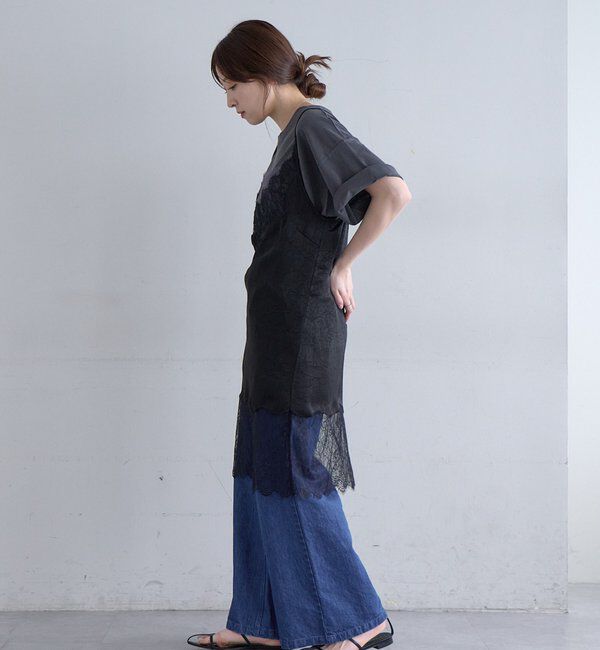  「サテン&times;ウェーブレースチュニック」|シャツ・ブラウス|