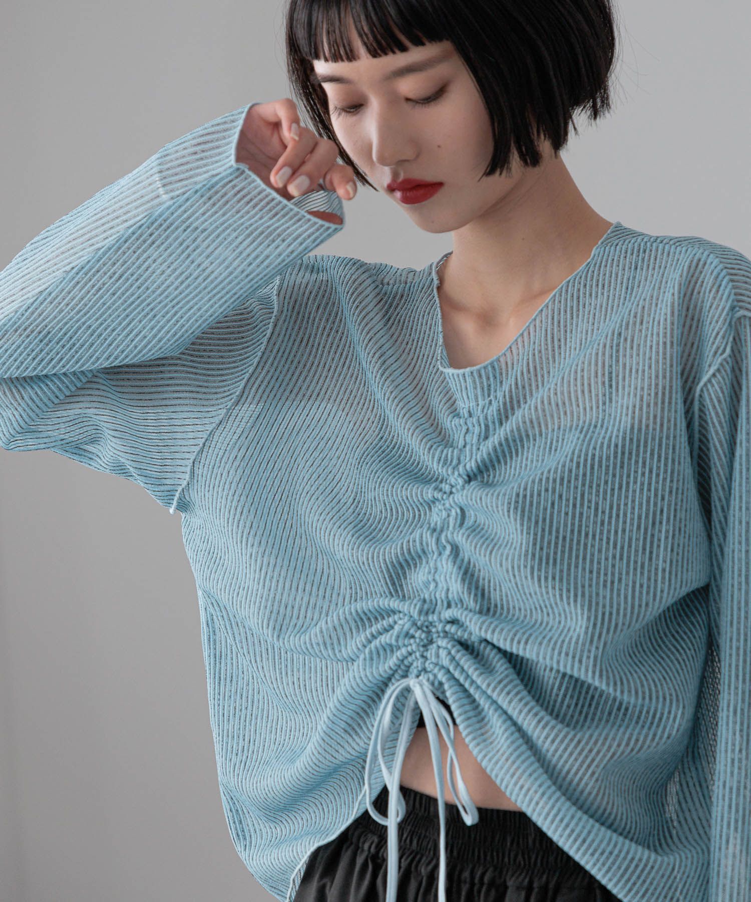 LOWRYS FARM「【前後着用可能】シャーリングシアーラッセルプルオーバー」|Tシャツ・カットソー|