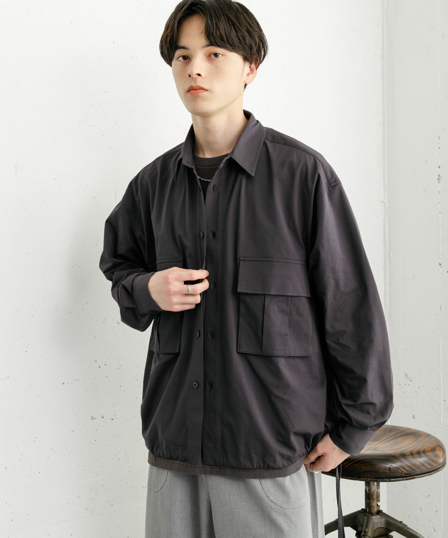 SENSE OF PLACE by URBAN RESEARCH「ドットメッシュダブルポケットロングスリーブシャツ」|シャツ・ブラウス|