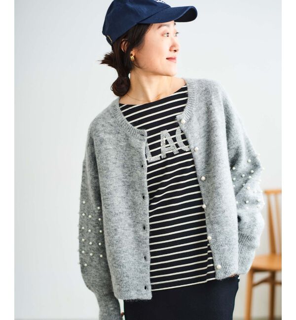 le.coeur blanc「《手洗い可能》GLACEスパンコールロゴボーダー」|Tシャツ・カットソー|