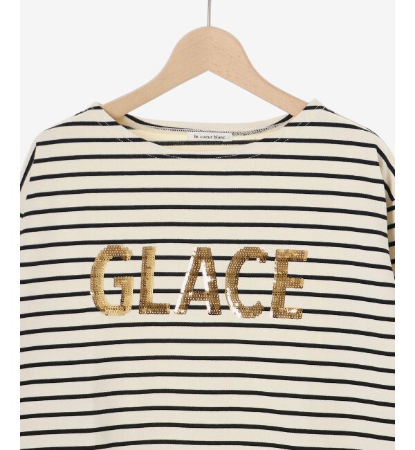 le.coeur blanc「《手洗い可能》GLACEスパンコールロゴボーダー」|Tシャツ・カットソー|