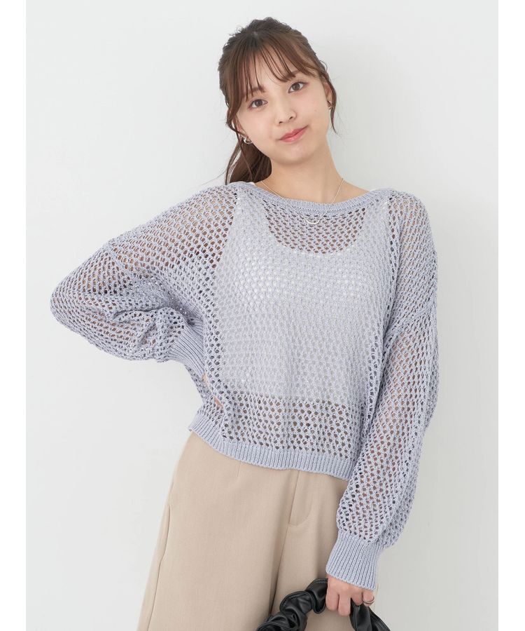earth music&ecology「スパンコールショートゆるニット」|ニット・セーター|