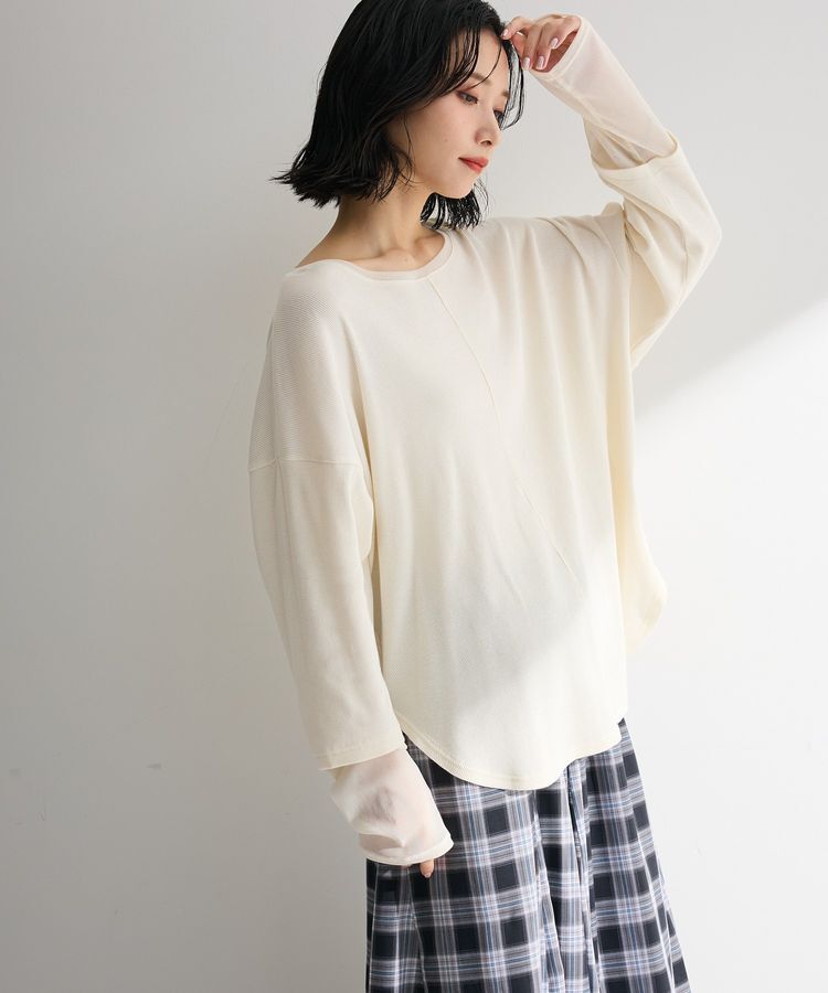 Green Parks「袖チュールリブプルオーバー」|Tシャツ・カットソー|Ivory