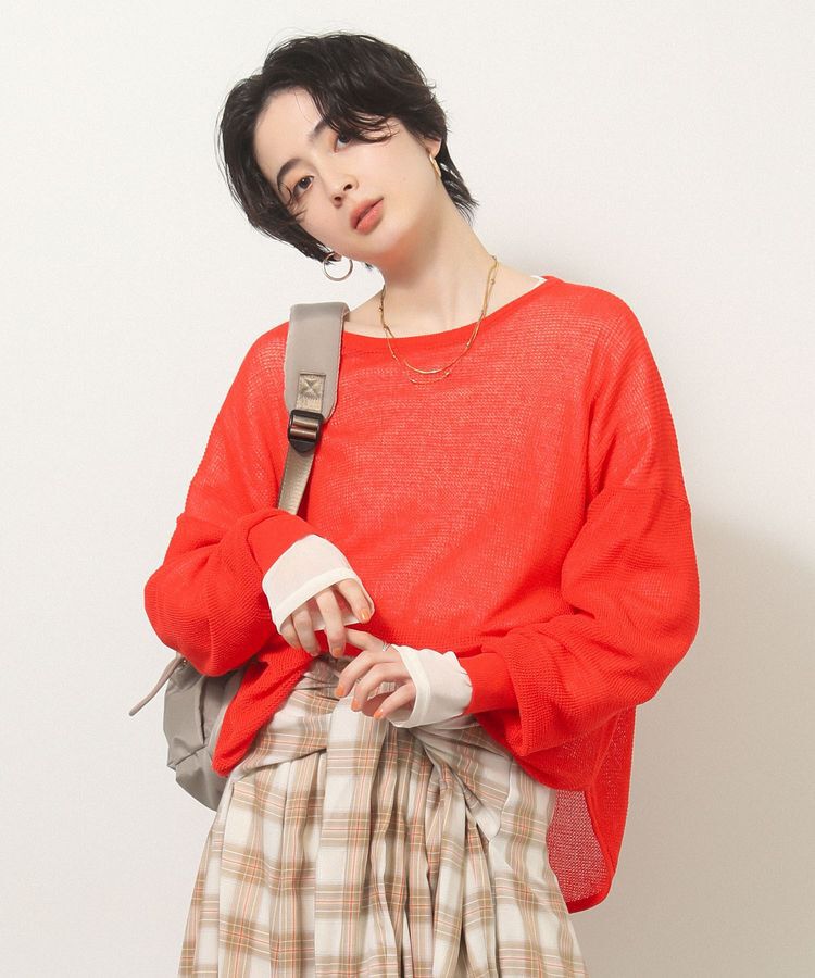 Green Parks「袖チュールリブプルオーバー」|Tシャツ・カットソー|