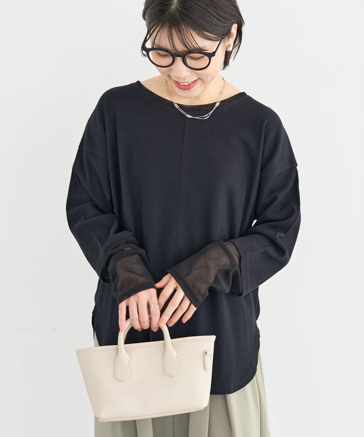 Green Parks「袖チュールリブプルオーバー」|Tシャツ・カットソー|