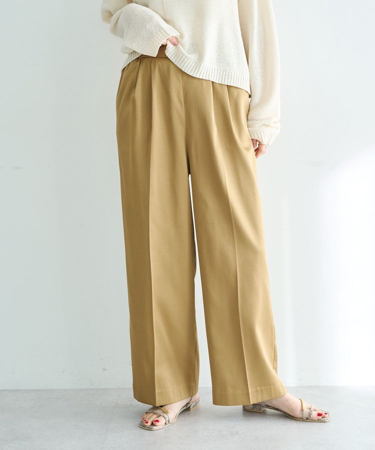 YECCA VECCA「裏起毛サテンリラックスパンツ」|その他|Beige