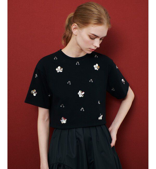 LOULOU WILLOUGHBY「【LOULOU WILLOUGHBY】スパンコールＴシャツ」|Tシャツ・カットソー|