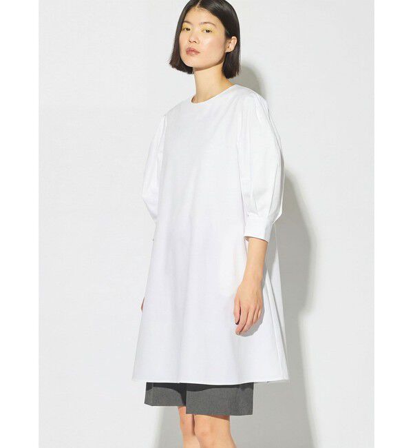 MIDIUMISOLID「MIDIUMISOLID for Ladies バックスリットボリュームスリーブチュニック」|シャツ・ブラウス|オフホワイト