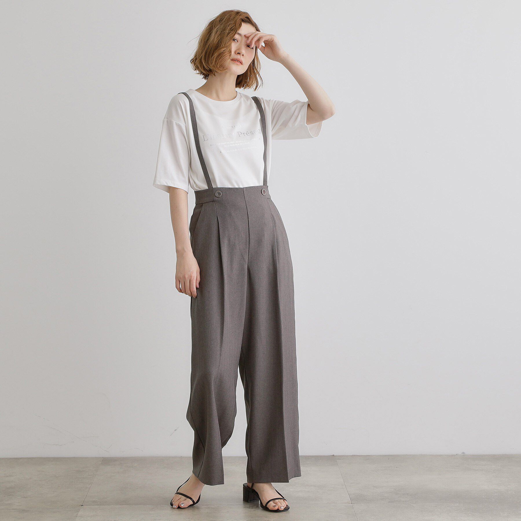 grove「2WAYショルダーストラップワイドパンツ」|その他|
