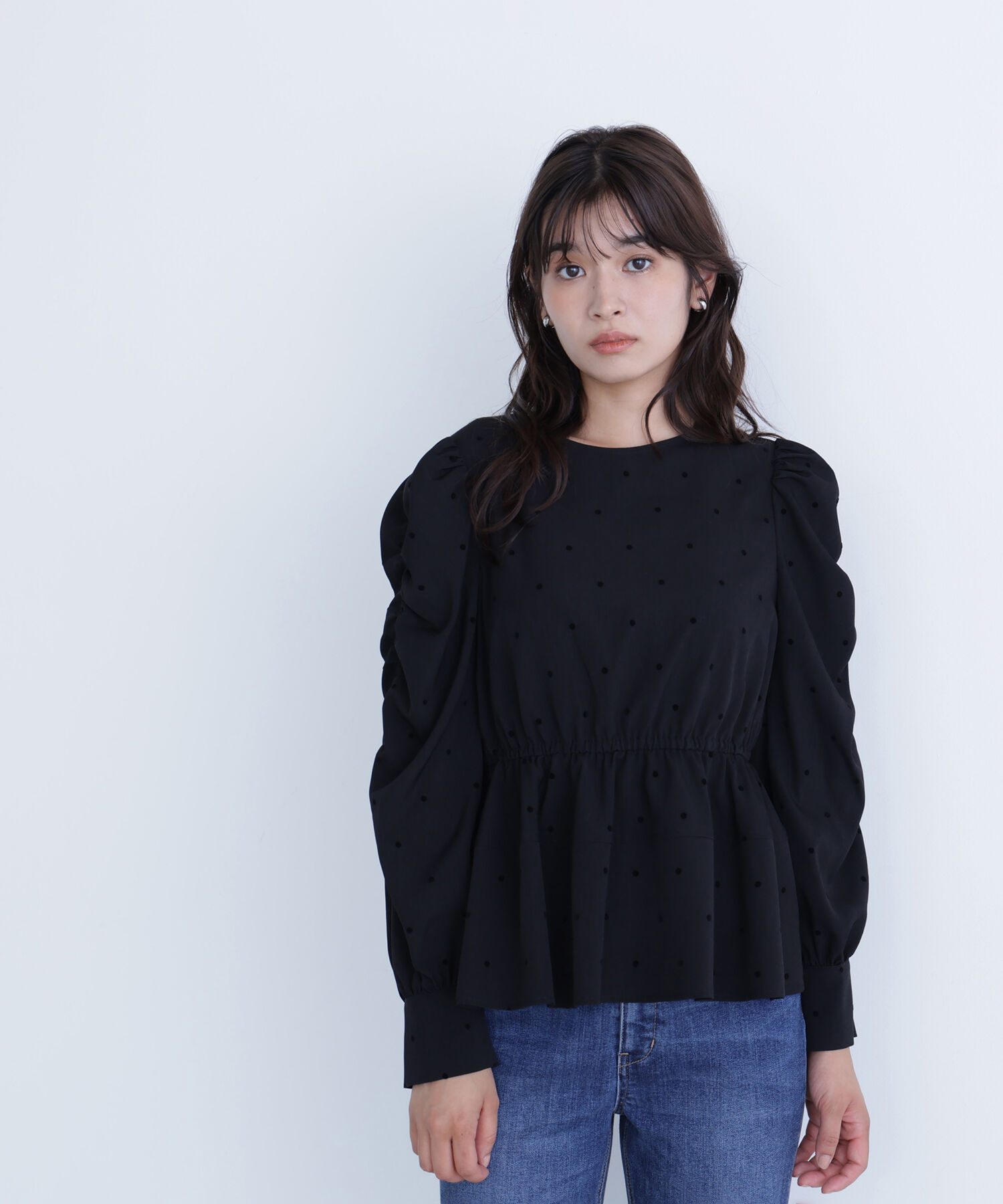  「フロッキードットペプラムブラウス」|シャツ・ブラウス|