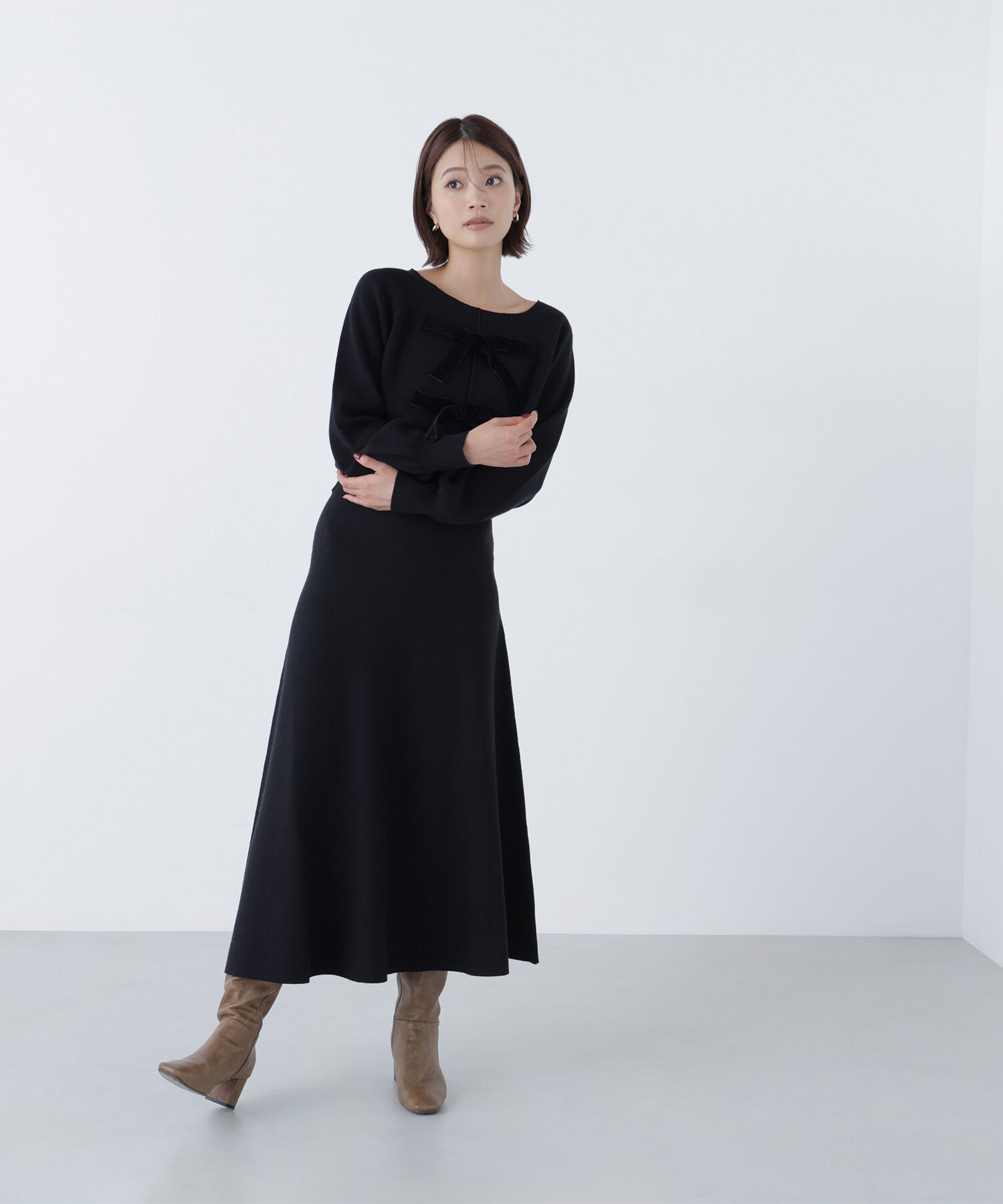  「ベロアリボンニットセットアップ」|ワンピース|