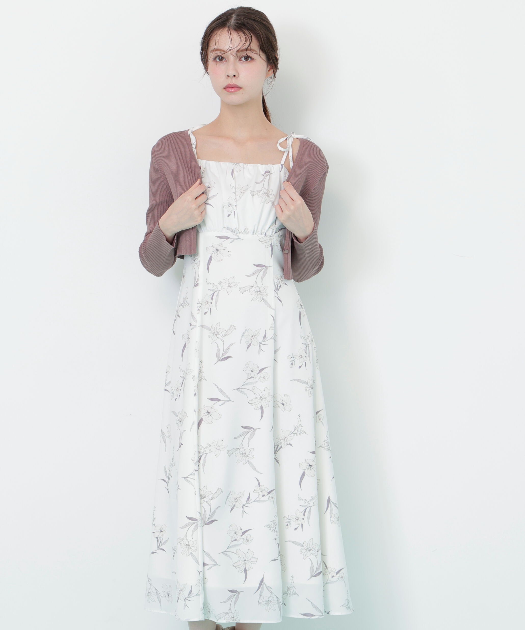  「花柄キャミワンピースカーデSET」|ワンピース|