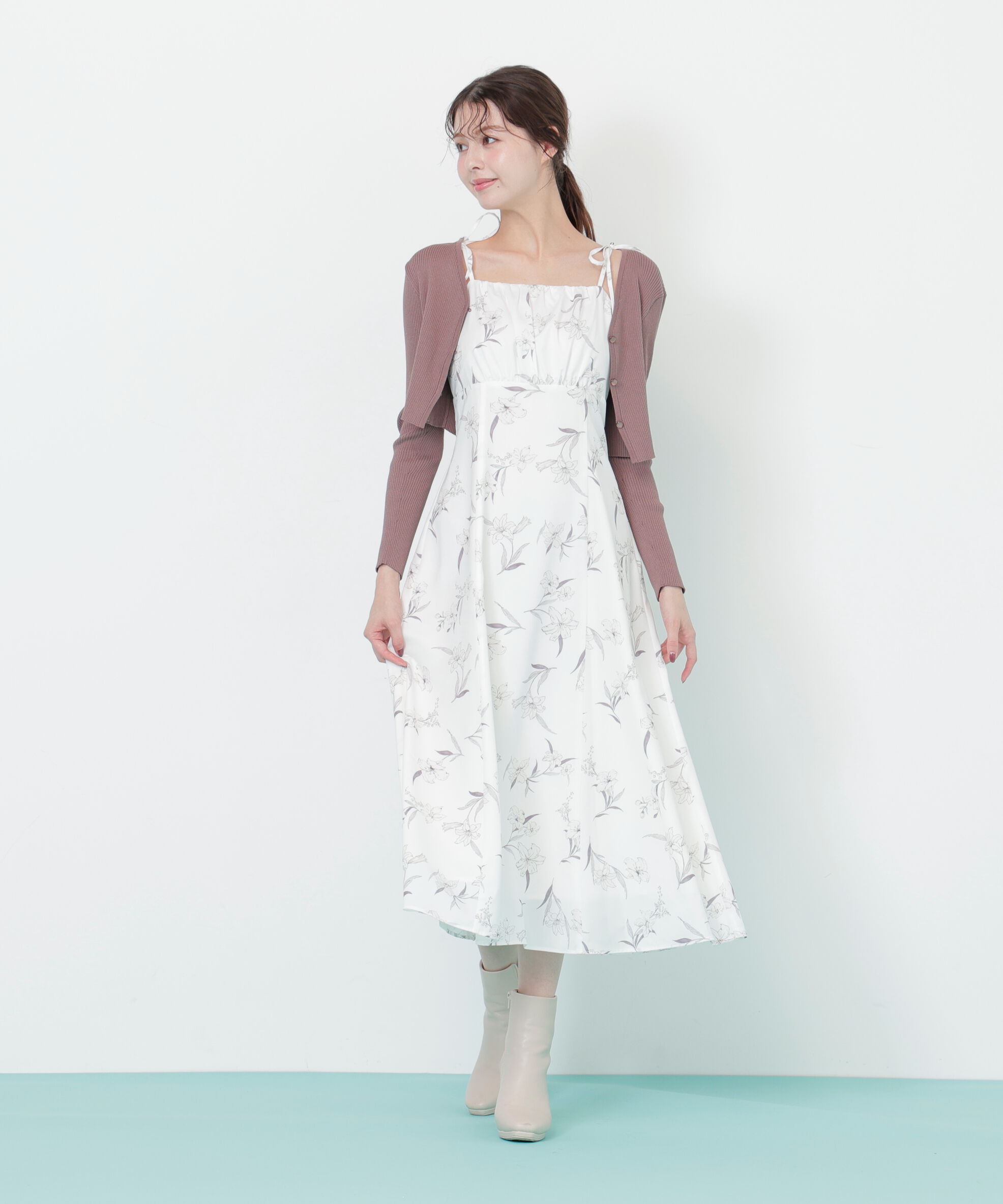  「花柄キャミワンピースカーデSET」|ワンピース|