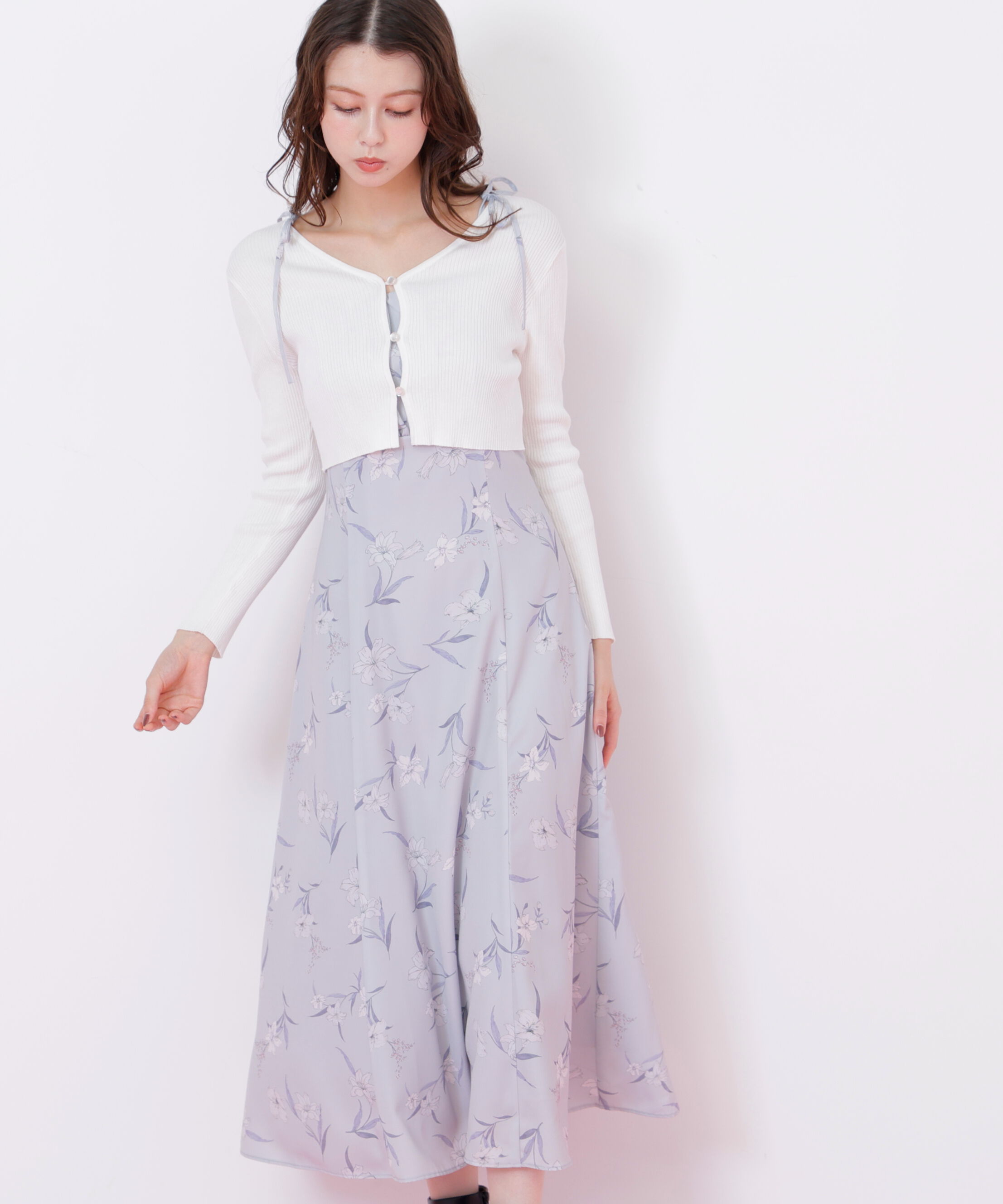  「花柄キャミワンピースカーデSET」|ワンピース|