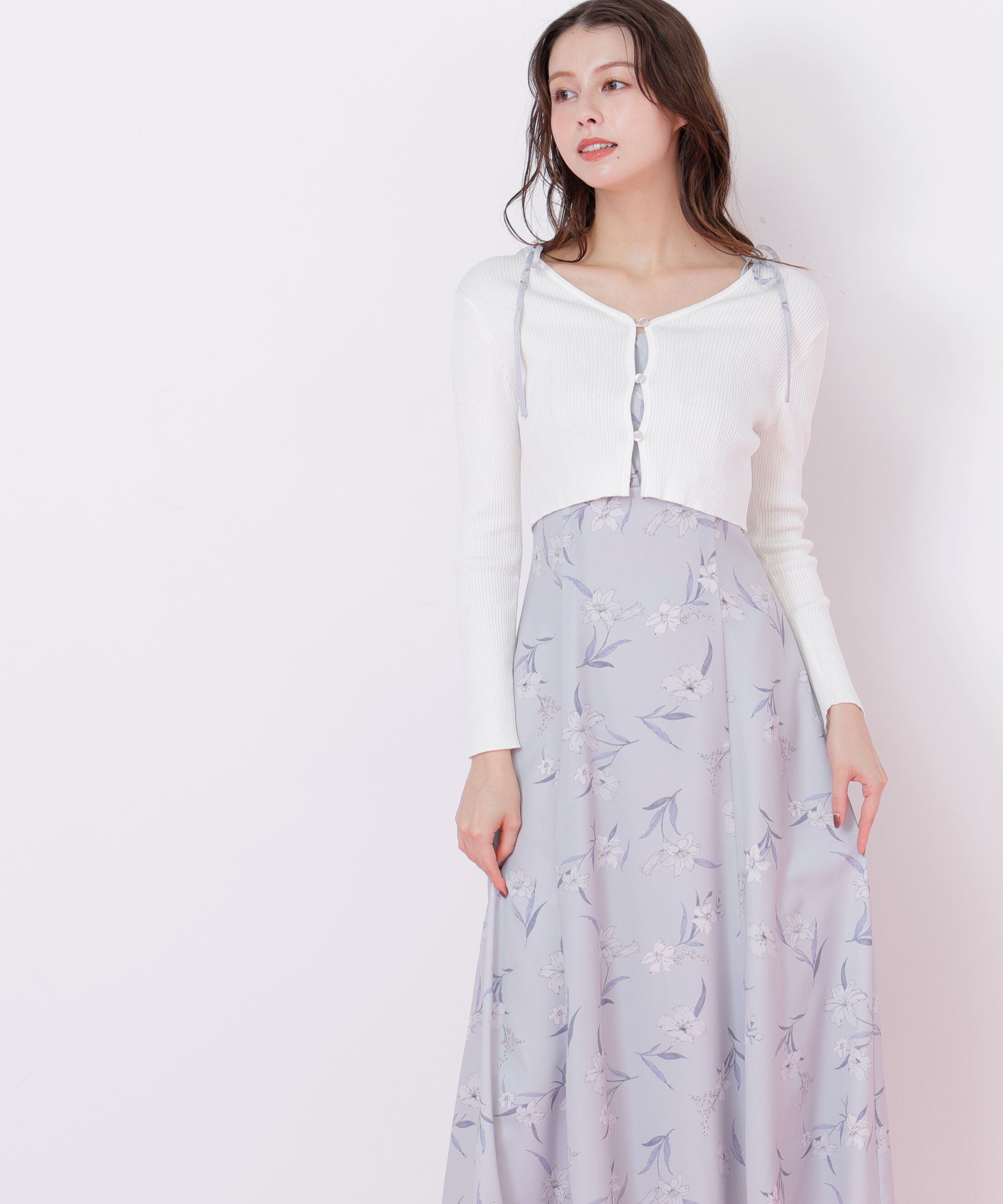  「花柄キャミワンピースカーデSET」|ワンピース|