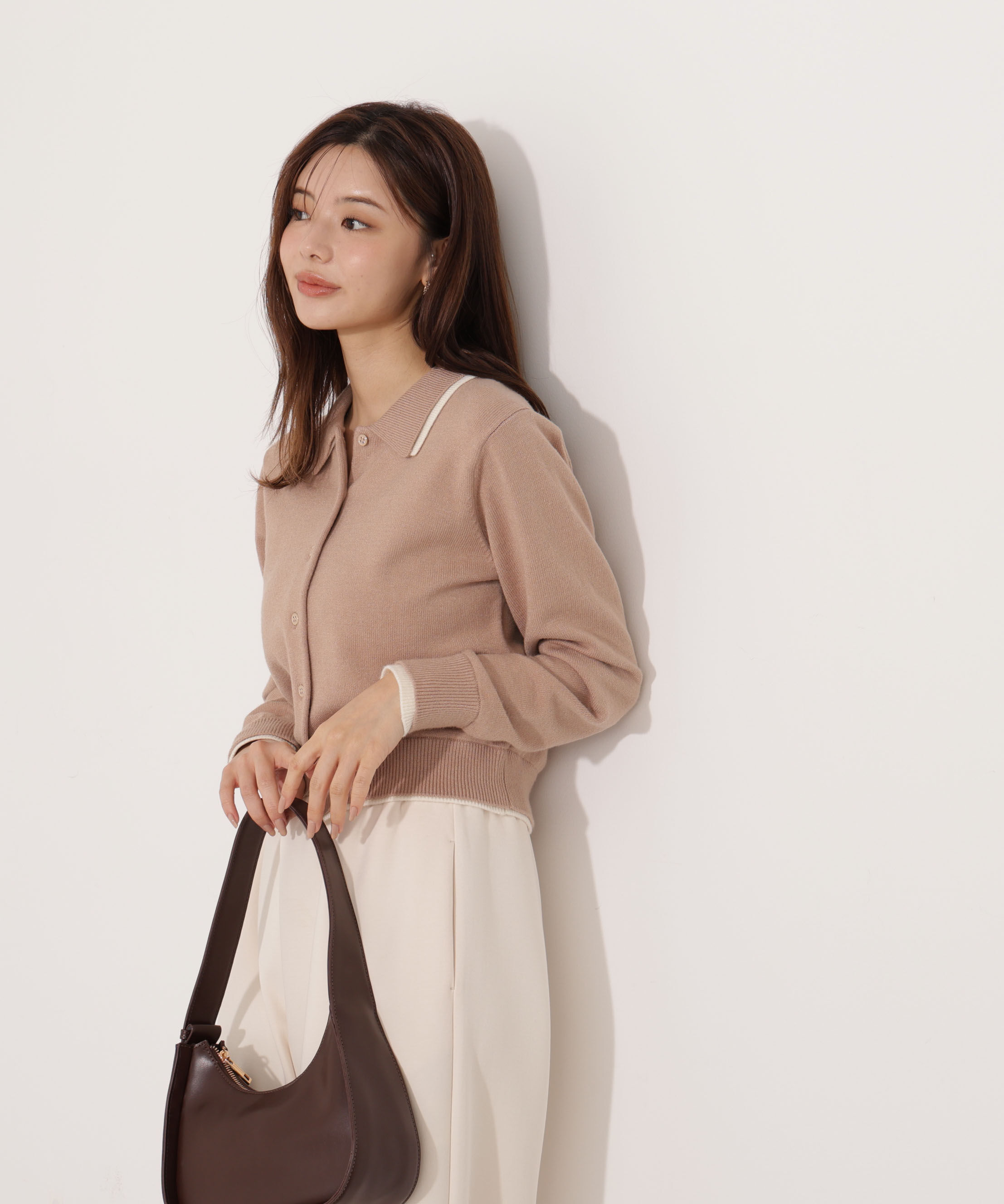 PROPORTION BODY DRESSING「＜ウォッシャブル＞ポロレイヤード風ニット」|カーディガン|