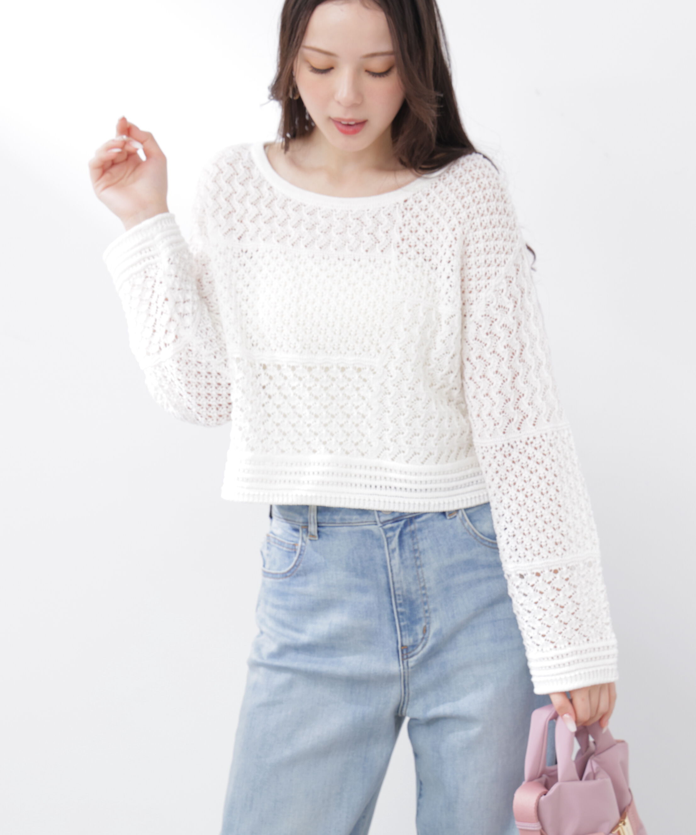 PROPORTION BODY DRESSING「透かし編みボックスニット　26SS」|ニット・セーター|