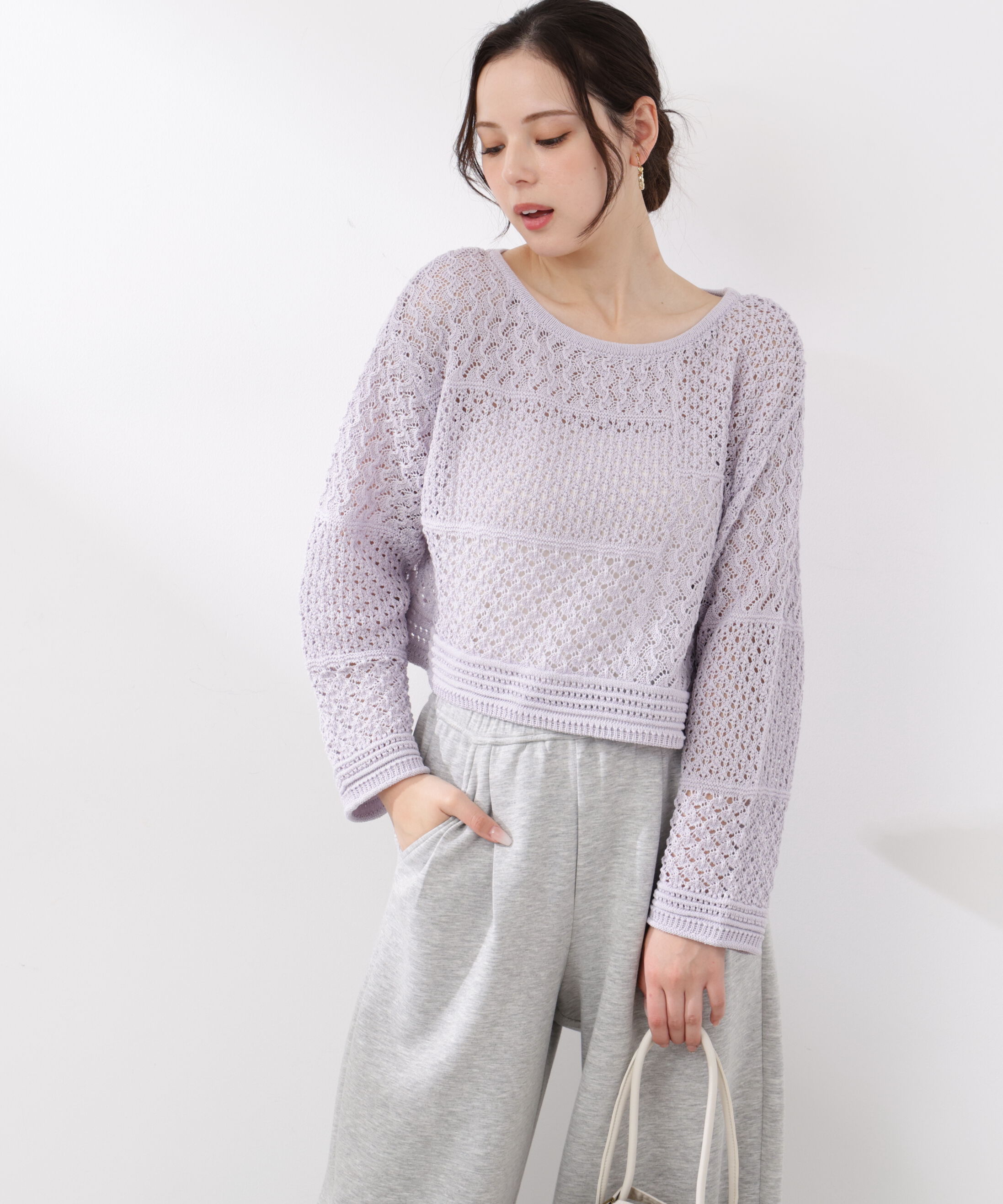 PROPORTION BODY DRESSING「透かし編みボックスニット　26SS」|ニット・セーター|
