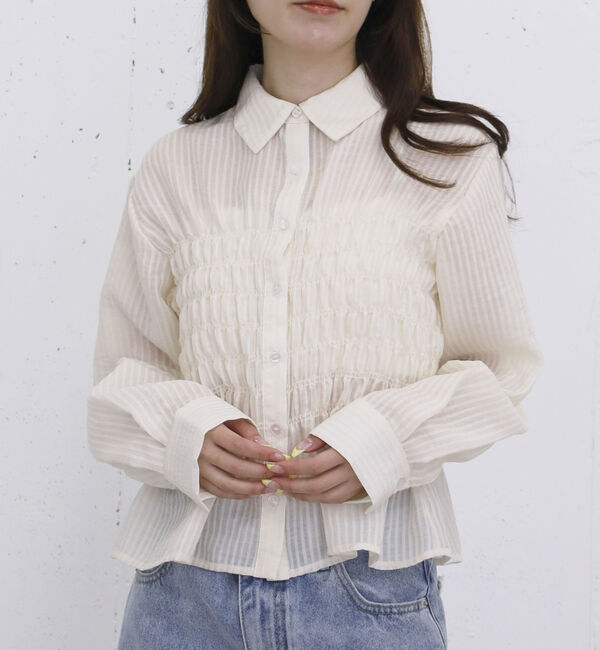 archives「【ＯＮかわ】シアーストライプシャーリングシャツ」|シャツ・ブラウス|BEIGE