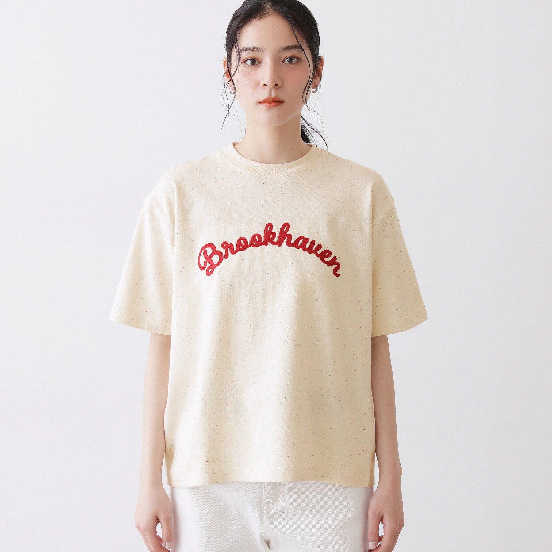 Dessin「【ユニセックス/洗える】ネップロゴ刺繍Tシャツ」|Tシャツ・カットソー|