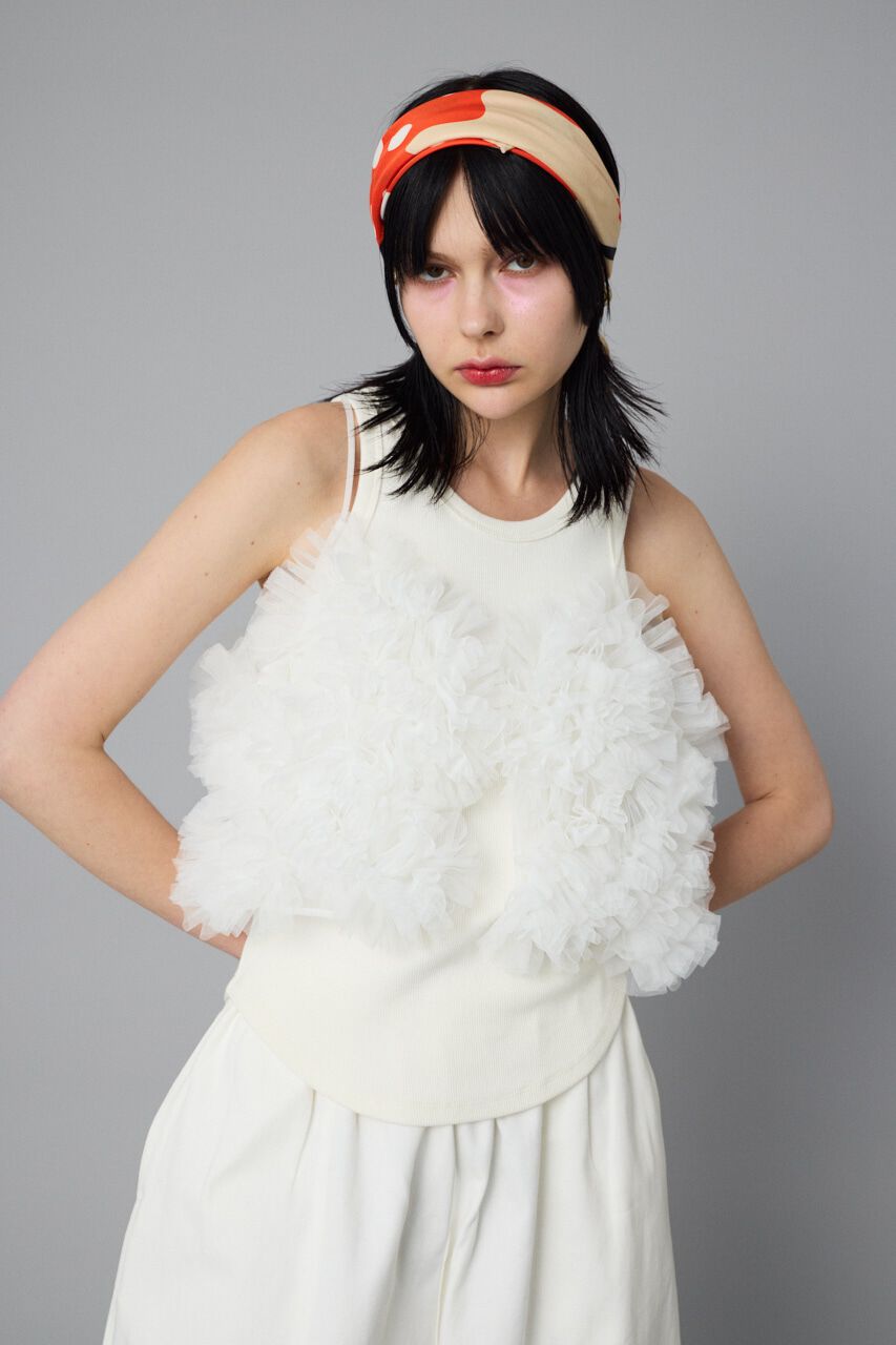 HeRIN.CYE「Bi color many frill bustier」|キャミソール|WHT