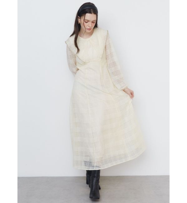 CALNAMUR「RIBBON COLLAR LACE OP/リボンカラーレースワンピース」|ワンピース|
