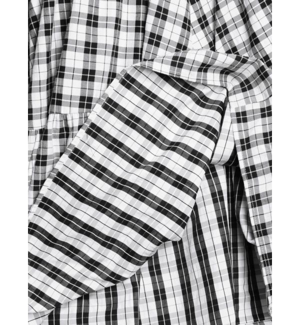 CALNAMUR「WAIST RIB CHECK SHIRT OP/ウエストリブチェックシャツワンピース」|ワンピース|