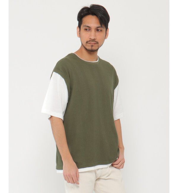 ikka「5分フェイクベストT」|Tシャツ・カットソー|