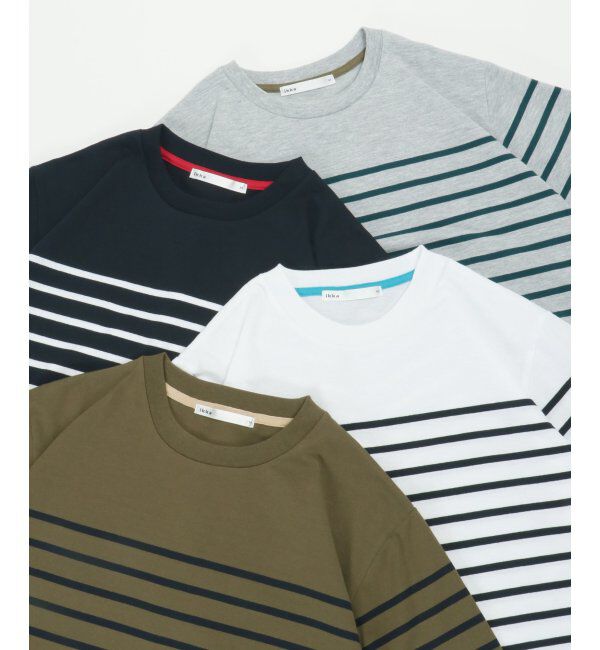 ikka「VORTEXパネルボーダーTシャツ」|Tシャツ・カットソー|