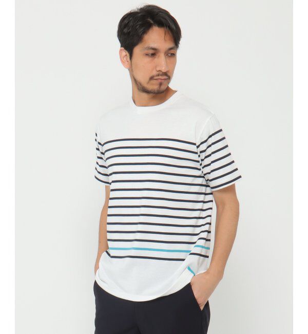 ikka「VORTEXパネルボーダーTシャツ」|Tシャツ・カットソー|