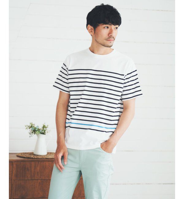 ikka「VORTEXパネルボーダーTシャツ」|Tシャツ・カットソー|